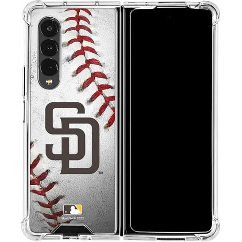 MLB San Diego Padres Game Ball Galaxy Z Fold4 5G Clear Case