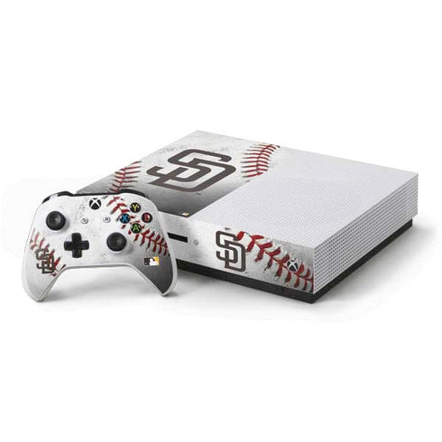 MLB San Diego Padres Game Ball Xbox One S Console and Controller Bundle Skin