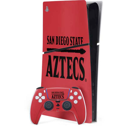 San Diego State University Logo Red PS5 Slim Digital Edition Bundle Skin