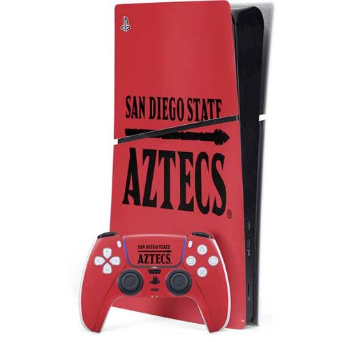San Diego State University Logo Red PS5 Slim Digital Edition Console Skin