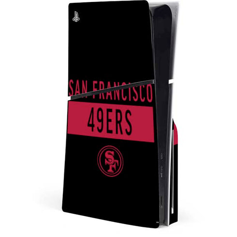 NFL San Francisco 49ers Black Performance Series PS5 Slim Disk Console Skin