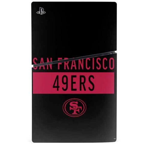 NFL San Francisco 49ers Black Performance Series PS5 Slim Disk Console Skin
