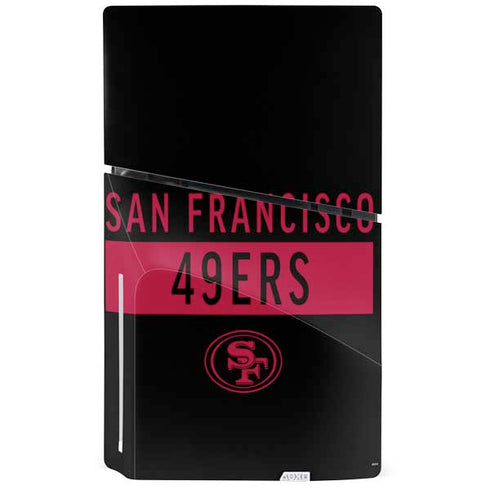 NFL San Francisco 49ers Black Performance Series PS5 Slim Disk Console Skin