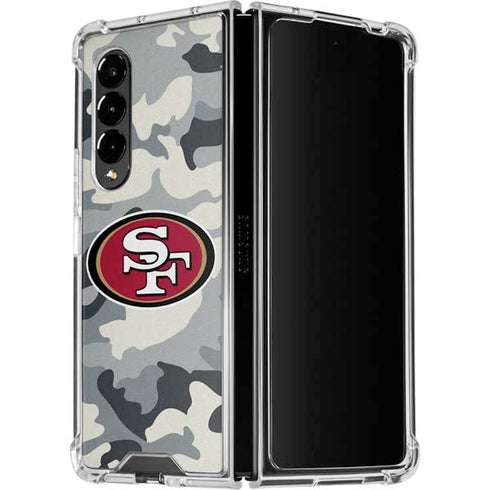 NFL San Francisco 49ers Camo Galaxy Z Fold4 5G Clear Case