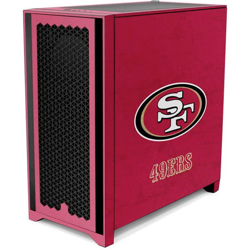 NFL San Francisco 49ers Distressed Corsair 4000D Tempered Glass Mid-Tower ATX Case Skin