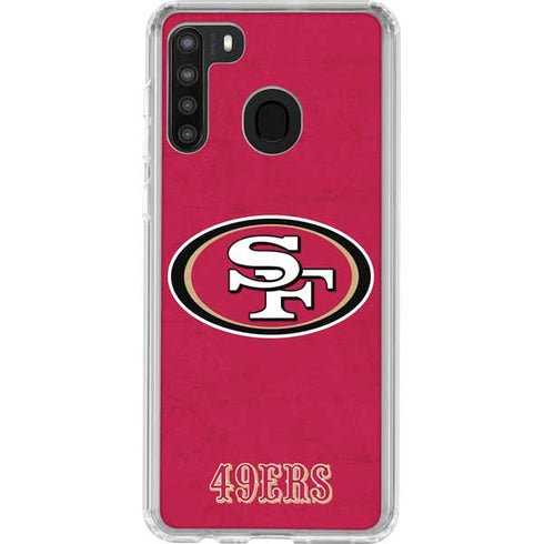 NFL San Francisco 49ers Distressed Galaxy A21 Clear Case
