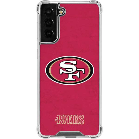 NFL San Francisco 49ers Distressed Galaxy S21 FE Clear Case