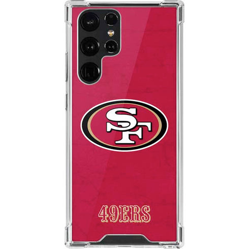NFL San Francisco 49ers Distressed Galaxy S22 Ultra Clear Case
