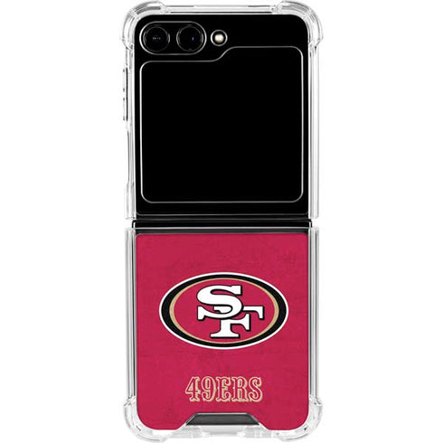 NFL San Francisco 49ers Distressed Galaxy Z Flip5 5G Clear Case