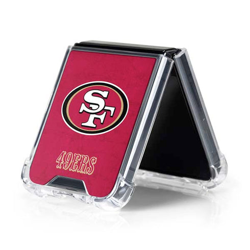 NFL San Francisco 49ers Distressed Galaxy Z Flip5 5G Clear Case