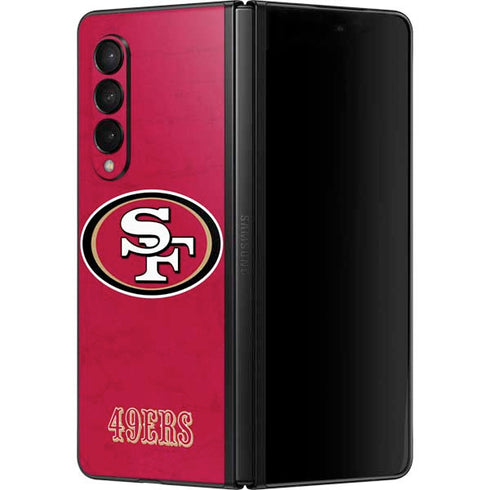 NFL San Francisco 49ers Distressed Galaxy Z Fold3 5G Skin