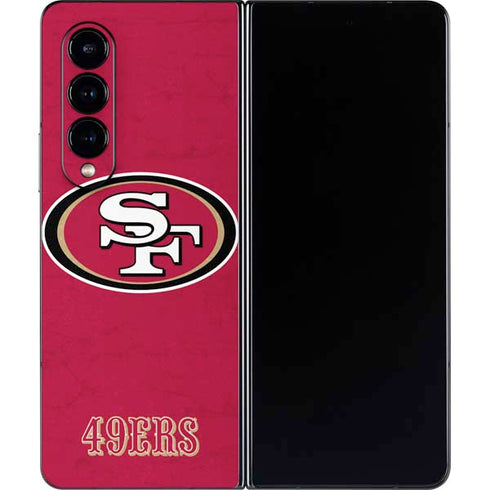 NFL San Francisco 49ers Distressed Galaxy Z Fold4 5G Skin