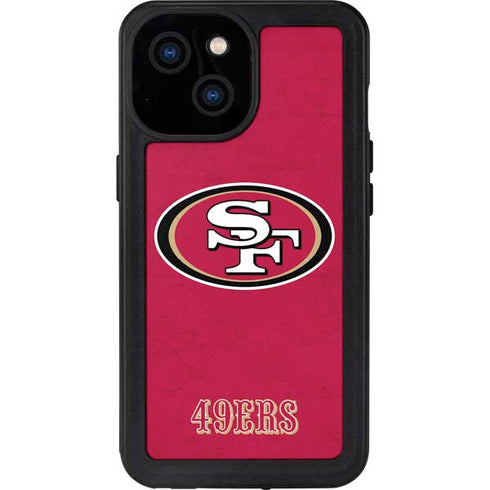 NFL San Francisco 49ers Distressed iPhone 13 Mini Waterproof Case