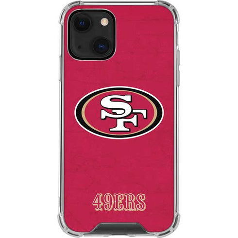 NFL San Francisco 49ers Distressed iPhone 14 Plus Clear Case