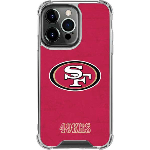 NFL San Francisco 49ers Distressed iPhone 14 Pro Clear Case