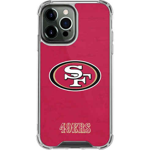 NFL San Francisco 49ers Distressed iPhone 14 Pro Max Clear Case
