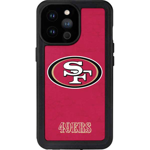 NFL San Francisco 49ers Distressed iPhone 14 Pro Max Waterproof Case
