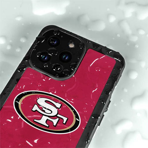 NFL San Francisco 49ers Distressed iPhone 14 Pro Max Waterproof Case