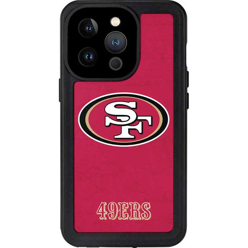 NFL San Francisco 49ers Distressed iPhone 14 Pro Waterproof Case