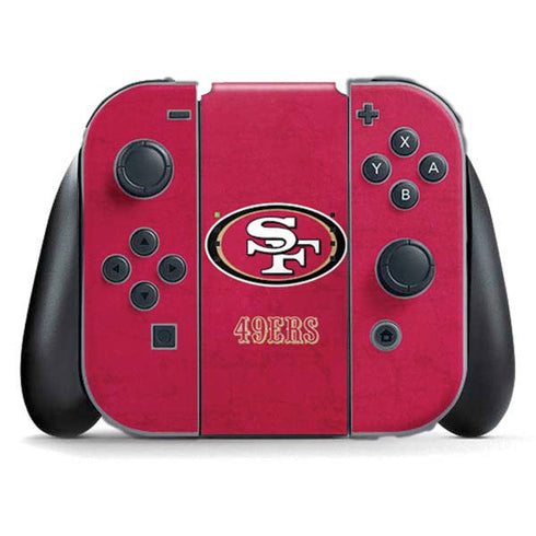 NFL San Francisco 49ers Distressed Nintendo Switch (2017-2021) Joy-Con Controller Skin