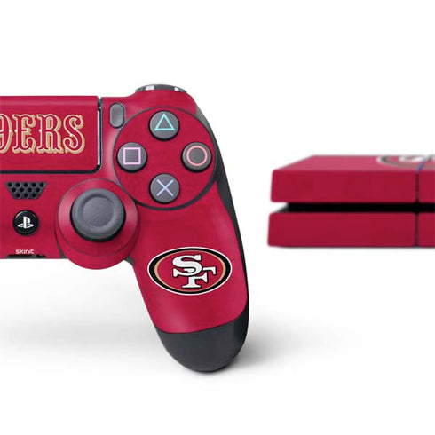 NFL San Francisco 49ers Distressed PS4 Console and Controller Bundle Skin