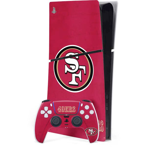 NFL San Francisco 49ers Distressed PS5 Slim Digital Edition Bundle Skin