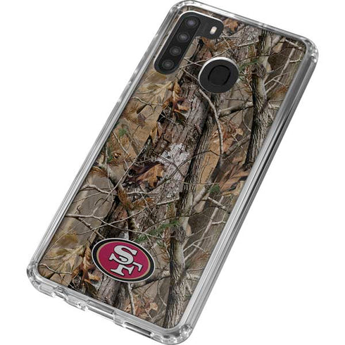 NFL San Francisco 49ers Realtree AP Camo Galaxy A21 Clear Case