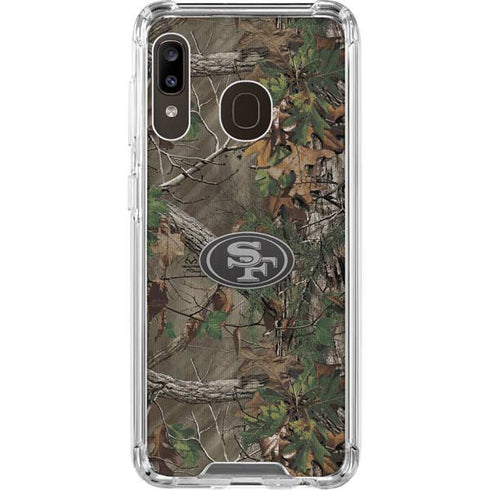 NFL San Francisco 49ers Realtree Xtra Green Camo Galaxy A30 Clear Case