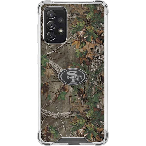 NFL San Francisco 49ers Realtree Xtra Green Camo Galaxy A72 5G Clear Case