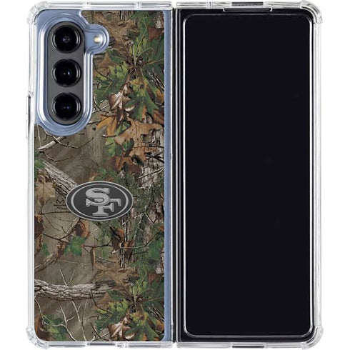 NFL San Francisco 49ers Realtree Xtra Green Camo Galaxy Z Fold5 5G Clear Case