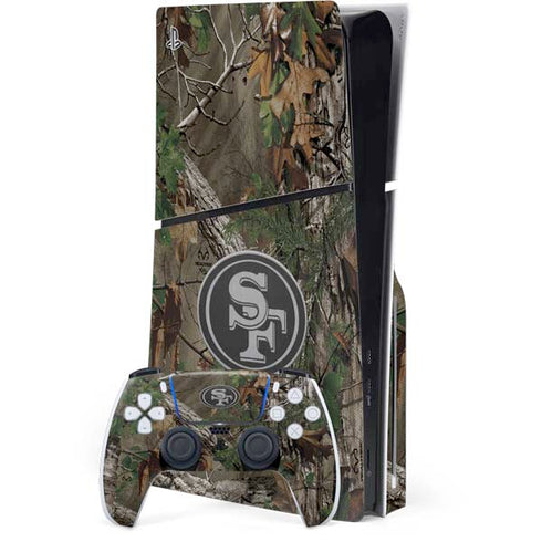 NFL San Francisco 49ers Realtree Xtra Green Camo PS5 Slim Disk Bundle Skin