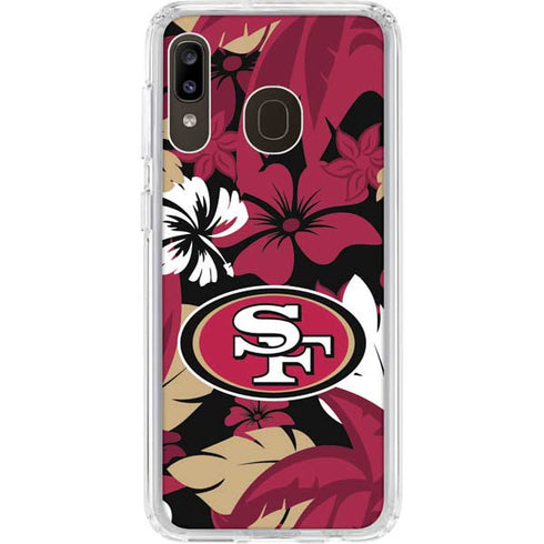 NFL San Francisco 49ers Tropical Print Galaxy A20 Clear Case