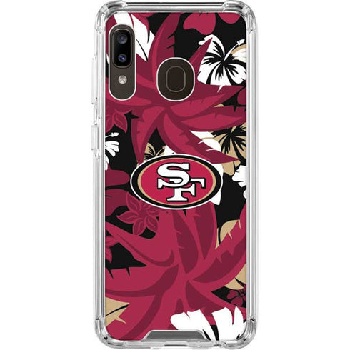 NFL San Francisco 49ers Tropical Print Galaxy A30 Clear Case