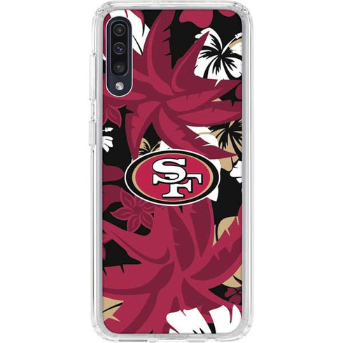 NFL San Francisco 49ers Tropical Print Galaxy A50 Clear Case