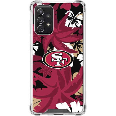 NFL San Francisco 49ers Tropical Print Galaxy A72 5G Clear Case