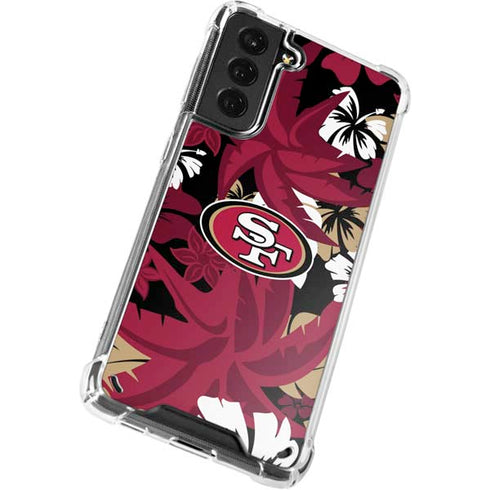 NFL San Francisco 49ers Tropical Print Galaxy S21 Plus 5G Clear Case