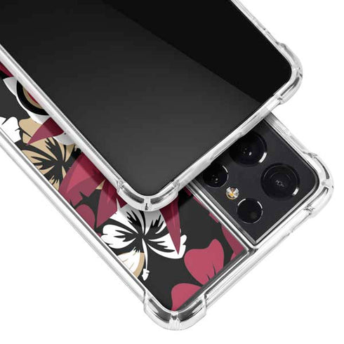 NFL San Francisco 49ers Tropical Print Galaxy S21 Ultra 5G Clear Case