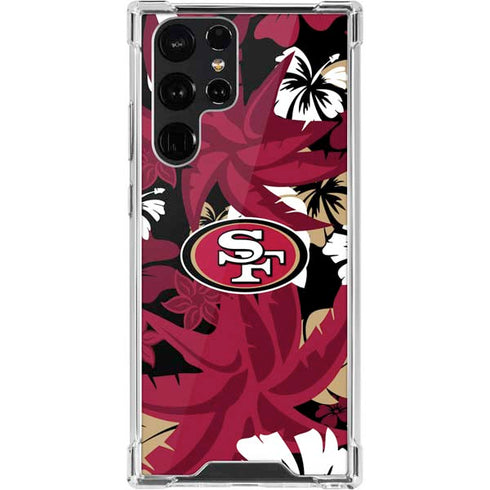 NFL San Francisco 49ers Tropical Print Galaxy S22 Ultra Clear Case