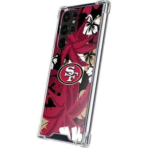 NFL San Francisco 49ers Tropical Print Galaxy S22 Ultra Clear Case