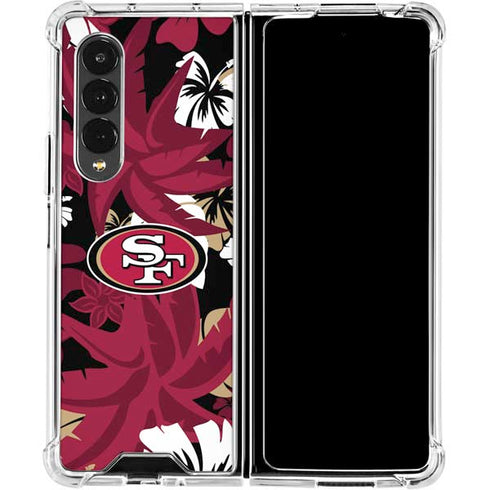 NFL San Francisco 49ers Tropical Print Galaxy Z Fold4 5G Clear Case
