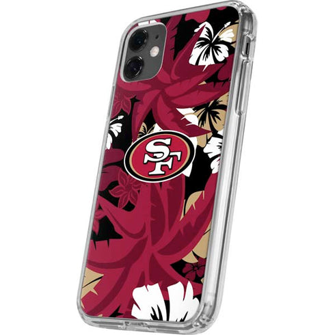 NFL San Francisco 49ers Tropical Print iPhone 11 Clear Case