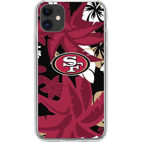 NFL San Francisco 49ers Tropical Print iPhone 11 Clear Case