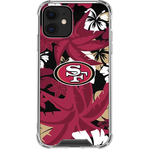 NFL San Francisco 49ers Tropical Print iPhone 12 Clear Case
