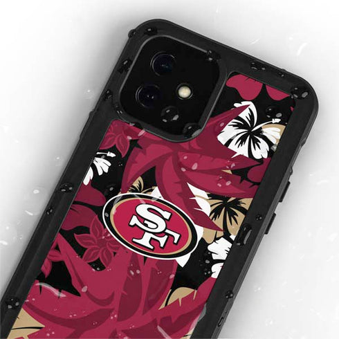 NFL San Francisco 49ers Tropical Print iPhone 12 Mini Waterproof Case