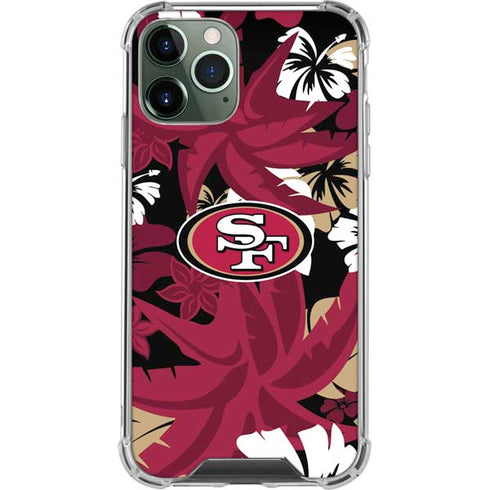 NFL San Francisco 49ers Tropical Print iPhone 12 Pro Clear Case