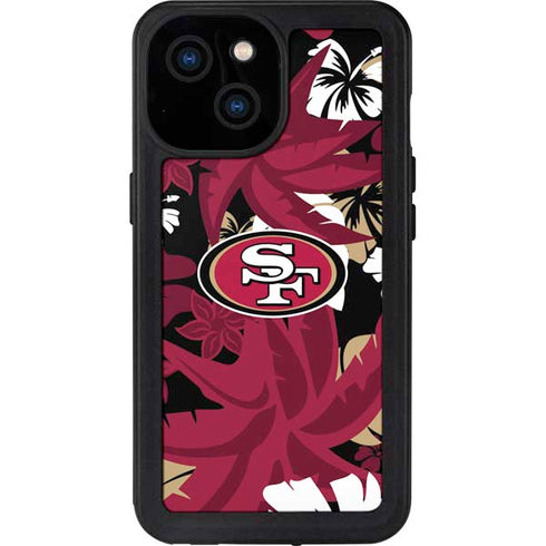 NFL San Francisco 49ers Tropical Print iPhone 13 Mini Waterproof Case