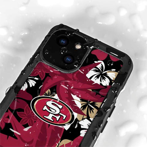 NFL San Francisco 49ers Tropical Print iPhone 13 Mini Waterproof Case