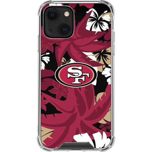 NFL San Francisco 49ers Tropical Print iPhone 14 Clear Case