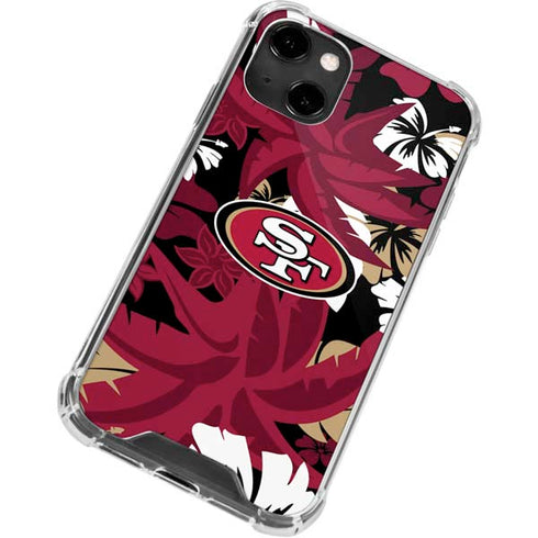 NFL San Francisco 49ers Tropical Print iPhone 14 Clear Case