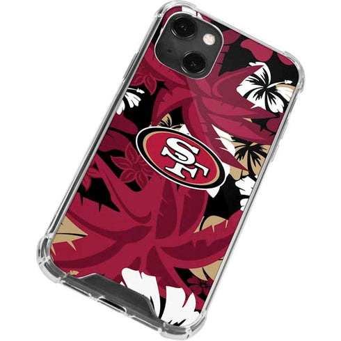 NFL San Francisco 49ers Tropical Print iPhone 15 Plus Clear Case